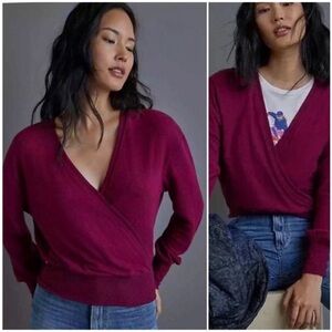 Anthropologie V-neck wine Sweater
